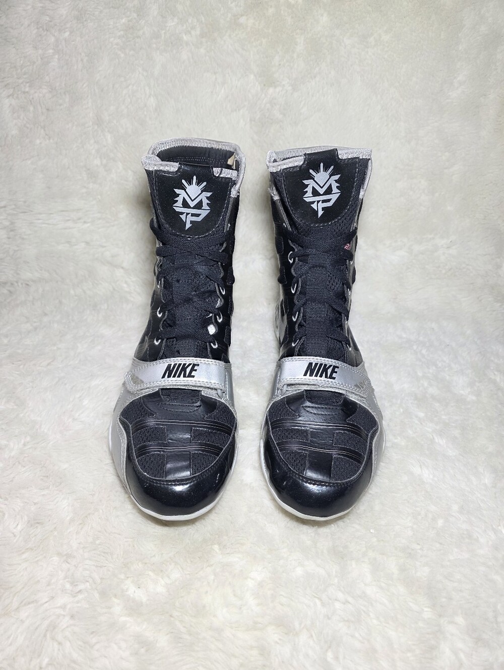Nike Hyperko 1 MP Manny Pacquiao Boxing Boots Black Silver 477872-021 Size 9 - Picture 3 of 11